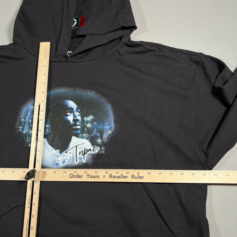 Cross Colours Tupac Shakur Hoodie Mens L Black 2Pac Rhinestone 90s Oversized New - Picture 6 of 11
